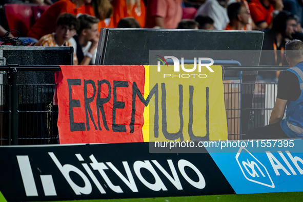 Banner Erremuu during the match between the Netherlands and Bosnia and Herzegovina at the Philips Stadium for the UEFA Nations League, Leagu...