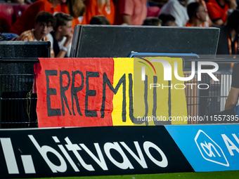 Banner Erremuu during the match between the Netherlands and Bosnia and Herzegovina at the Philips Stadium for the UEFA Nations League, Leagu...