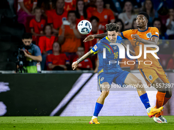 Bosnia and Herzegovina midfielder Denis Huseinbasic and Netherlands defender Denzel Dumfries during the match between the Netherlands and Bo...