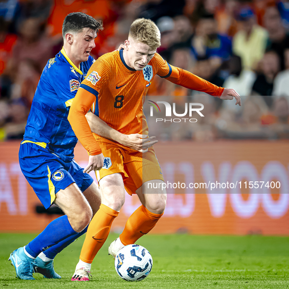 Netherlands midfielder Jerdy Schouten plays during the match between the Netherlands and Bosnia and Herzegovina at the Philips Stadium for t...