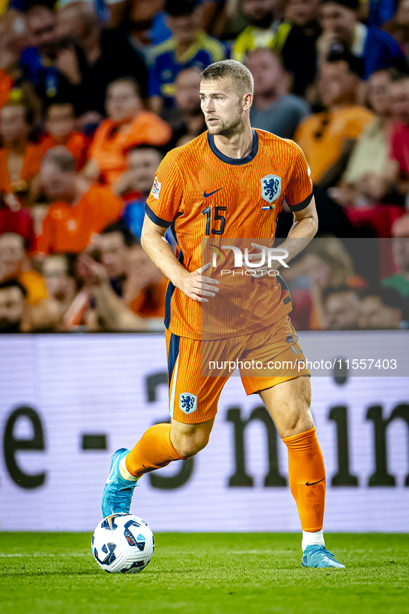 Netherlands defender Matthijs de Ligt plays during the match between the Netherlands and Bosnia and Herzegovina at the Philips Stadium for t...