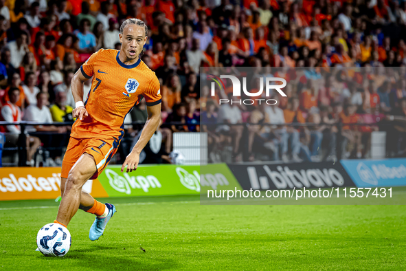 Netherlands midfielder Xavi Simons plays during the match between the Netherlands and Bosnia and Herzegovina at the Philips Stadium for the...