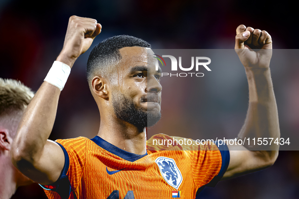 Netherlands forward Cody Gakpo celebrates the goal during the match between the Netherlands and Bosnia and Herzegovina at the Philips Stadiu...