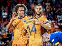 Netherlands forward Cody Gakpo scores the 3-1 goal and celebrates during the match between the Netherlands and Bosnia and Herzegovina at the...