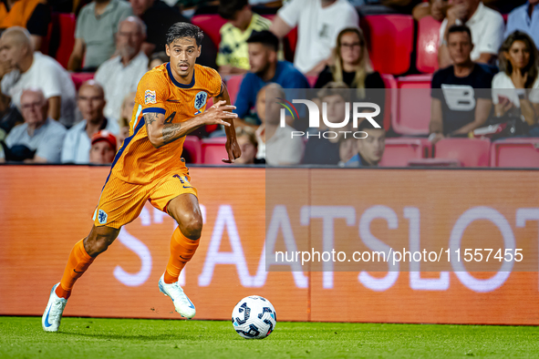 Netherlands midfielder Tijani Reijnders plays during the match between the Netherlands and Bosnia and Herzegovina at the Philips Stadium for...