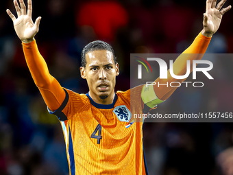 Netherlands defender Virgil van Dijk plays during the match between the Netherlands and Bosnia and Herzegovina at the Philips Stadium for th...