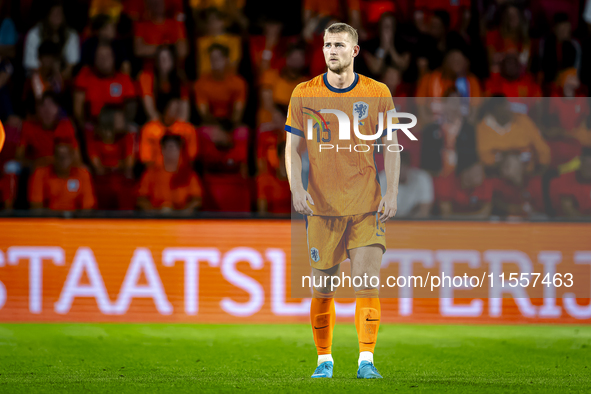 Netherlands defender Matthijs de Ligt plays during the match between the Netherlands and Bosnia and Herzegovina at the Philips Stadium for t...