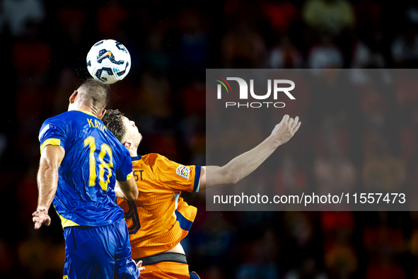 Bosnia and Herzegovina defender Nikola Katic and Netherlands forward Wout Weghorst during the match between the Netherlands and Bosnia and H...