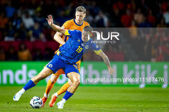 Bosnia and Herzegovina defender Dario Saric and Netherlands forward Wout Weghorst during the match between the Netherlands and Bosnia and He...