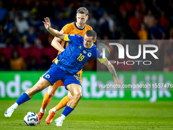 Bosnia and Herzegovina defender Dario Saric and Netherlands forward Wout Weghorst during the match between the Netherlands and Bosnia and He...