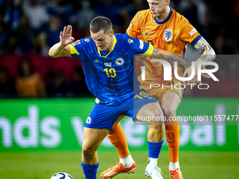 Bosnia and Herzegovina defender Dario Saric and Netherlands forward Wout Weghorst during the match between the Netherlands and Bosnia and He...