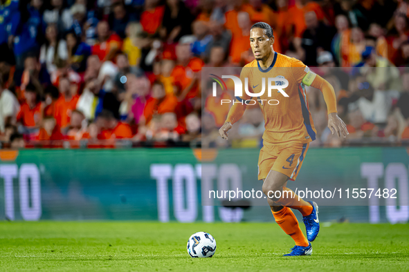 Netherlands defender Virgil van Dijk plays during the match between the Netherlands and Bosnia and Herzegovina at the Philips Stadium for th...