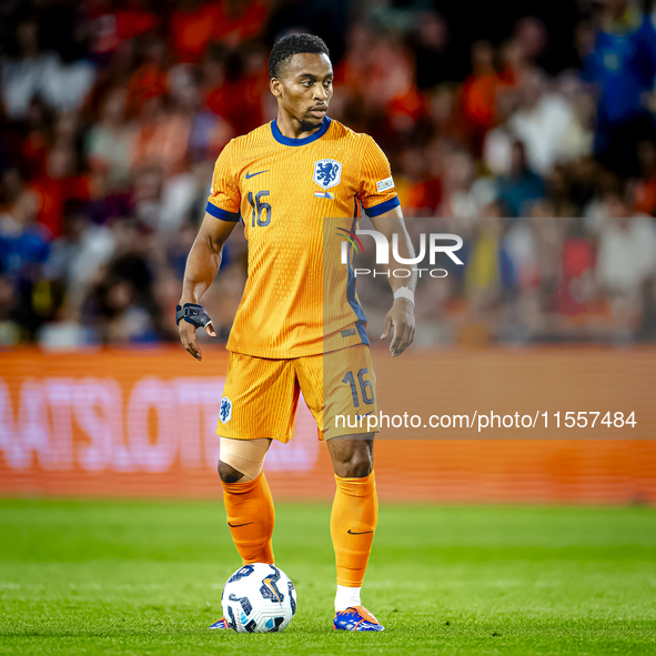 Netherlands midfielder Quinten Timber plays during the match between the Netherlands and Bosnia and Herzegovina at the Philips Stadium for t...