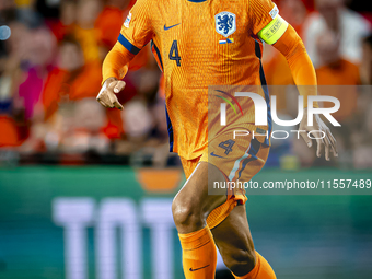 Netherlands defender Virgil van Dijk plays during the match between the Netherlands and Bosnia and Herzegovina at the Philips Stadium for th...