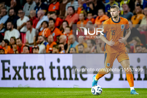 Netherlands defender Matthijs de Ligt plays during the match between the Netherlands and Bosnia and Herzegovina at the Philips Stadium for t...