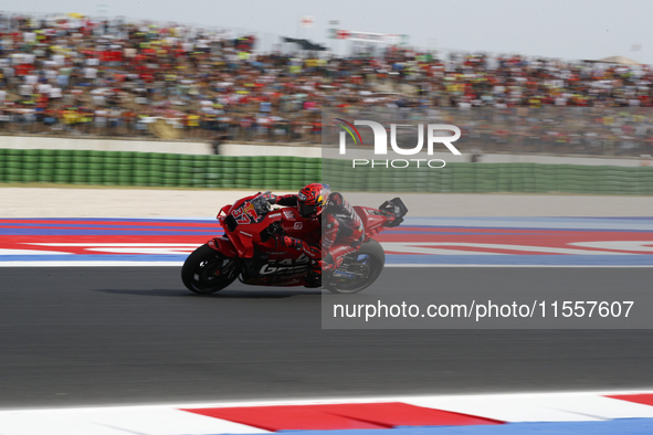 The warm-up session of the San Marino MotoGP Grand Prix takes place at the Misano World Circuit Marco-Simoncelli in Misano Adriatico, Italy,...