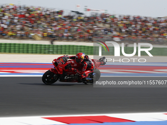 The warm-up session of the San Marino MotoGP Grand Prix takes place at the Misano World Circuit Marco-Simoncelli in Misano Adriatico, Italy,...