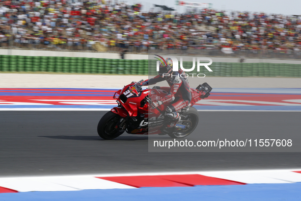 The warm-up session of the San Marino MotoGP Grand Prix takes place at the Misano World Circuit Marco-Simoncelli in Misano Adriatico, Italy,...