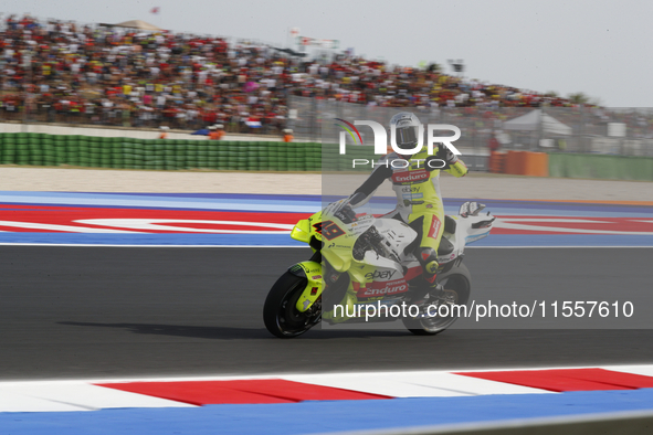 The warm-up session of the San Marino MotoGP Grand Prix takes place at the Misano World Circuit Marco-Simoncelli in Misano Adriatico, Italy,...