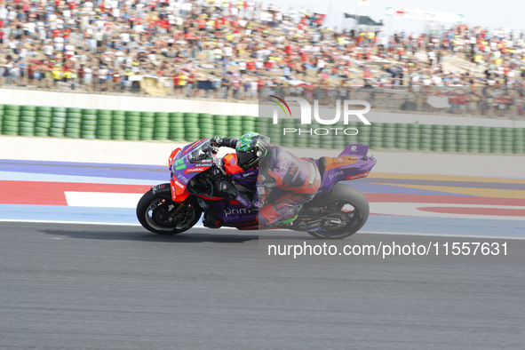 The warm-up session of the San Marino MotoGP Grand Prix takes place at the Misano World Circuit Marco-Simoncelli in Misano Adriatico, Italy,...