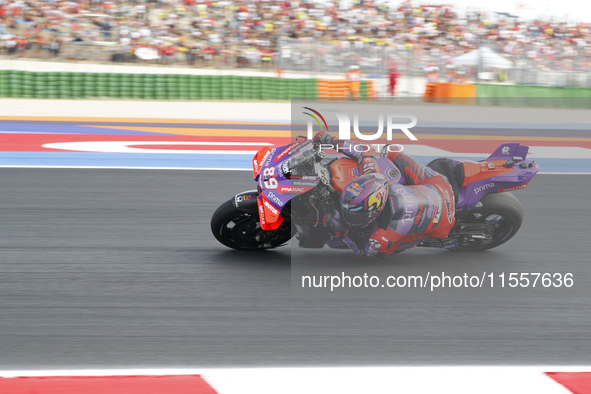 The warm-up session of the San Marino MotoGP Grand Prix takes place at the Misano World Circuit Marco-Simoncelli in Misano Adriatico, Italy,...