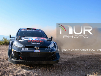 Driver Sebastien Ogier and co-driver Vincent Landais of the team Toyota Gazoo Racing WRT, Toyota GR Yaris Rally1 Hybrid, face the second day...