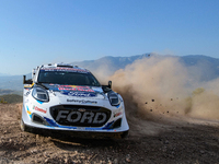 Driver Adrien Fourmaux and co-driver Alexandre Coria of the team M-Sport Ford World Rally Team Ford Puma Rally1 Hybrid face the second day o...