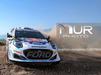 Driver Gregoire Munster and co-driver Louis Louka of the team M-Sport Ford World Rally Team Ford Puma Rally1 Hybrid face the second day of t...