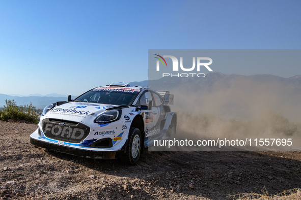 Driver Jourdan Serderidis and co-driver Frederic Miclotte of the M-Sport Ford WRT, Ford Puma Rally1 Hybrid, face the second day of the race...