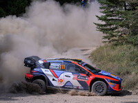 Driver Thierry Neuville and co-driver Martijn Wydaeghe of the team Hyundai Shell Mobis World Rally Team, in a Hyundai i20 N Rally1 Hybrid, f...