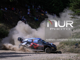 Driver Sebastien Ogier and co-driver Vincent Landais of the team Toyota Gazoo Racing WRT, Toyota GR Yaris Rally1 Hybrid, face the second day...