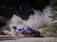 Driver Sebastien Ogier and co-driver Vincent Landais of the team Toyota Gazoo Racing WRT, Toyota GR Yaris Rally1 Hybrid, face the second day...