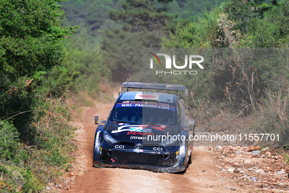 Driver Takamoto Katsuta and co-driver Aaron Johnston of Team Toyota Gazoo Racing WRT, Toyota GR Yaris Rally1 Hybrid, face the second day of...