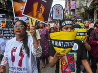 Artisans of Durga Puja and common citizens participate in a protest rally in Kolkata, India, on September 8, 2024, demanding justice for the...