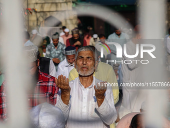 A Kashmiri Muslim devotee prays during annual congregational prayers called ''Khoja Digar'' on the 3rd of Rabi-ul-Awwal, the third month of...