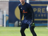 Sam Johnson of FC Halifax Town warms up during the Vanarama National League match between Hartlepool United and FC Halifax Town at Victoria...