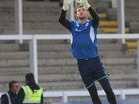 Adam Smith of Hartlepool United warms up during the Vanarama National League match between Hartlepool United and FC Halifax Town at Victoria...