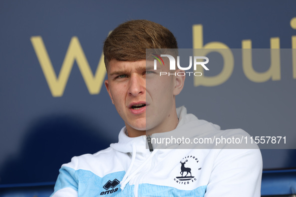 Louis Stephenson of Hartlepool United looks on during the Vanarama National League match between Hartlepool United and FC Halifax Town at Vi...