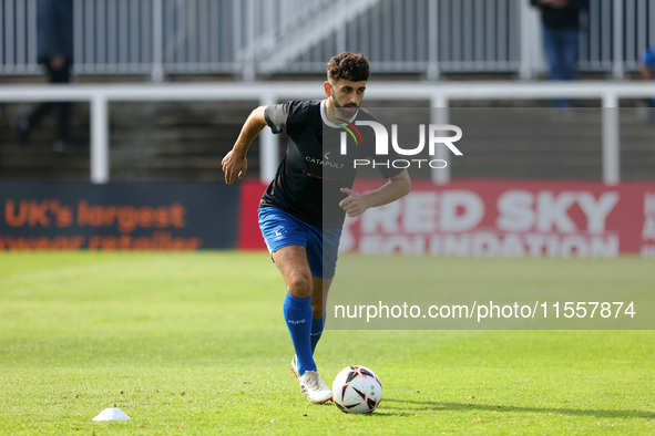 Jack Hunter of Hartlepool United warms up during the Vanarama National League match between Hartlepool United and FC Halifax Town at Victori...