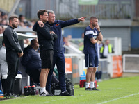 FC Halifax Town manager Chris Millington (right) discusses with Assistant Manager Andy Cooper during the Vanarama National League match betw...