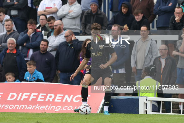 FC Halifax Town's Adam Senior is in action during the Vanarama National League match between Hartlepool United and FC Halifax Town at Victor...