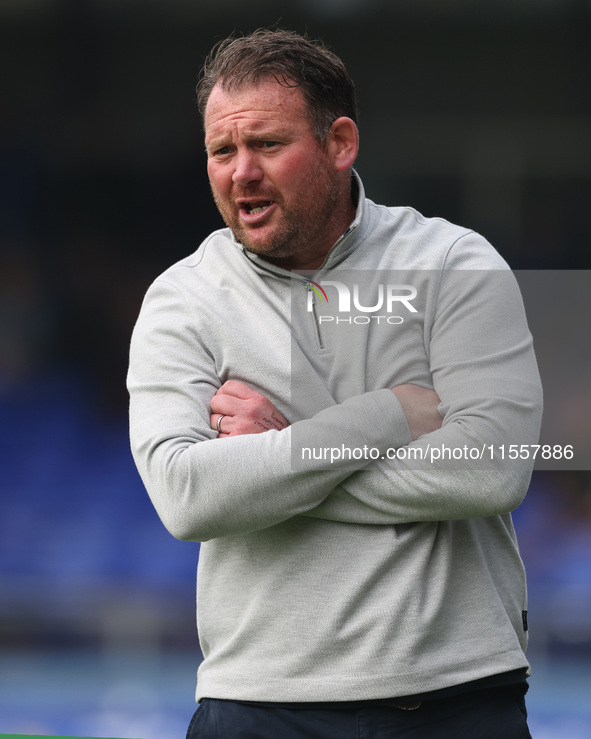 Hartlepool manager Darren Sarll during the Vanarama National League match between Hartlepool United and FC Halifax Town at Victoria Park in...