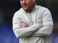 Hartlepool manager Darren Sarll during the Vanarama National League match between Hartlepool United and FC Halifax Town at Victoria Park in...