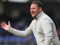 Hartlepool manager Darren Sarll during the Vanarama National League match between Hartlepool United and FC Halifax Town at Victoria Park in...