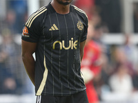 Adan George of FC Halifax Town is in action during the Vanarama National League match between Hartlepool United and FC Halifax Town at Victo...