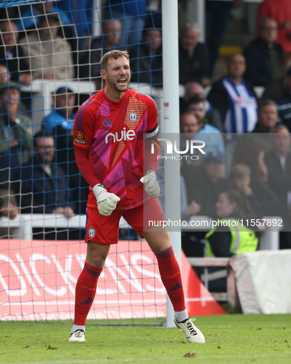 FC Halifax Town's Sam Johnson during the Vanarama National League match between Hartlepool United and FC Halifax Town at Victoria Park in Ha...