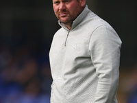 Hartlepool manager Darren Sarll during the Vanarama National League match between Hartlepool United and FC Halifax Town at Victoria Park in...