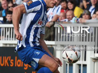 Greg Sloggett of Hartlepool United plays during the Vanarama National League match between Hartlepool United and FC Halifax Town at Victoria...