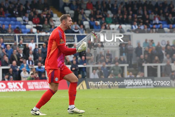 FC Halifax Town's Sam Johnson during the Vanarama National League match between Hartlepool United and FC Halifax Town at Victoria Park in Ha...