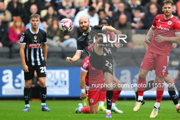 Curtis Edwards of Notts County plays the ball forward during the Sky Bet League 2 match between Notts County and Accrington Stanley at Meado...